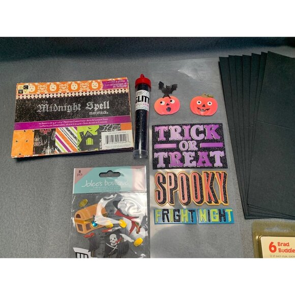Complete Halloween Scrapbooking Kit With Stickers Embellishments Black Paper & E - Picture 4 of 12